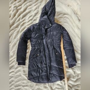 Hollister Puffer Long Jacket Size Large With Hood
